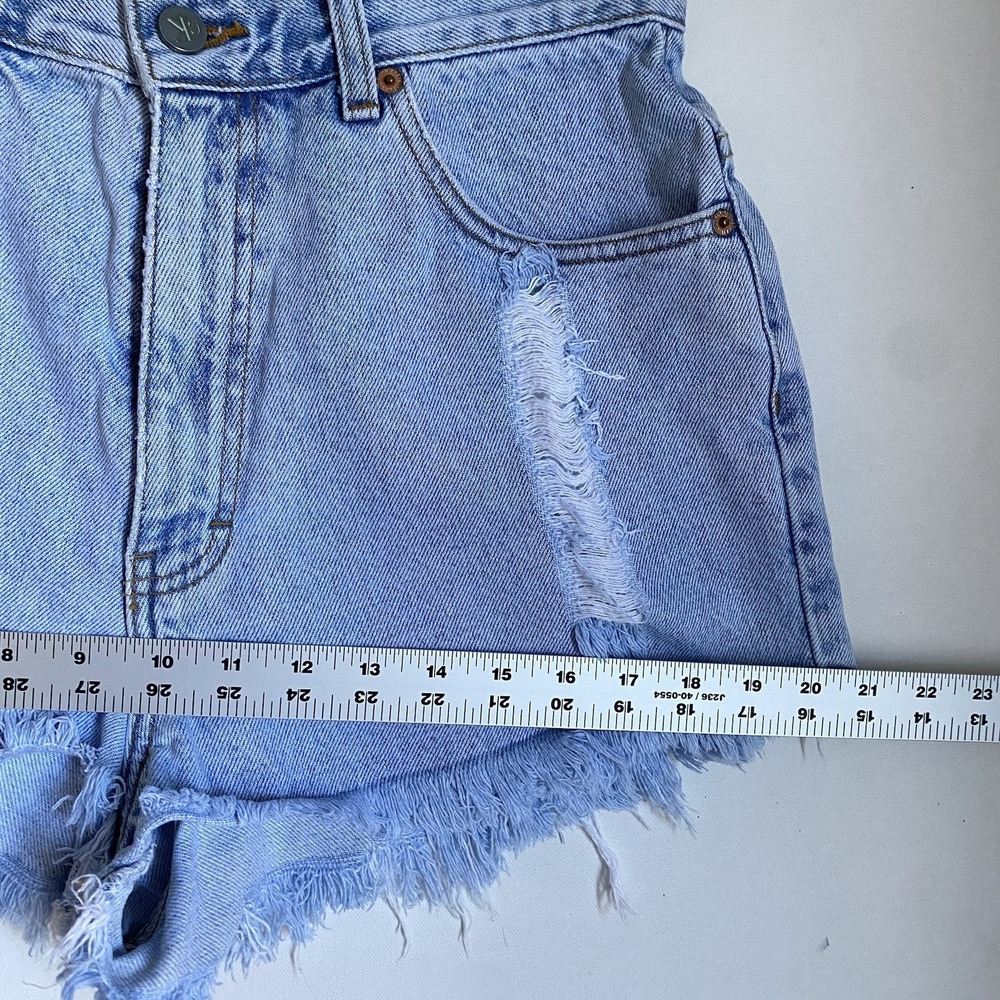 Vintage Calvin Klein Jean Mini Shorts Size 10 Blue Distressed High Rise Made USA - Picture 5 of 9